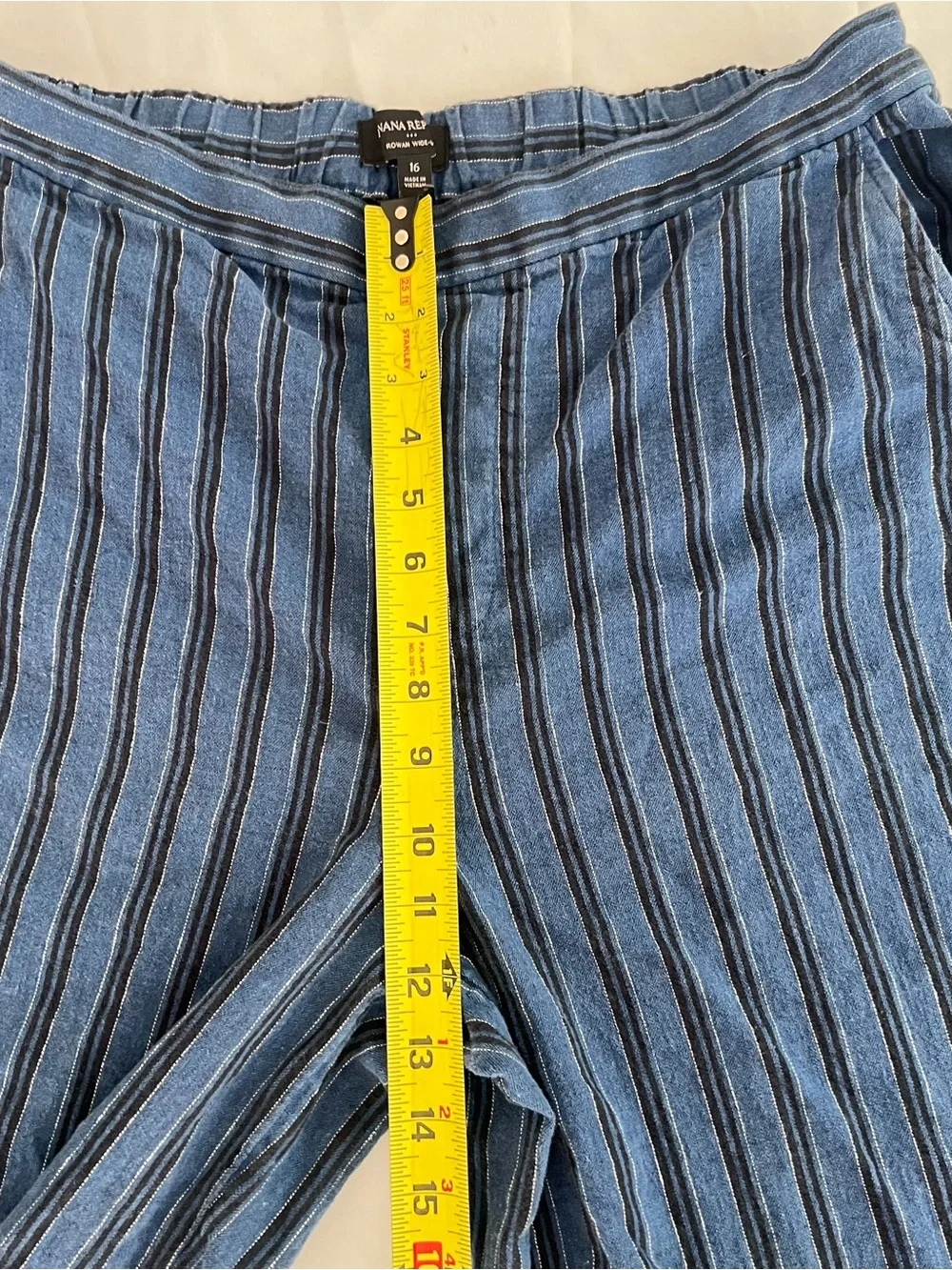 Banana Republic Blue Striped Women Linen and Cotton Rowan Wide Leg Pants